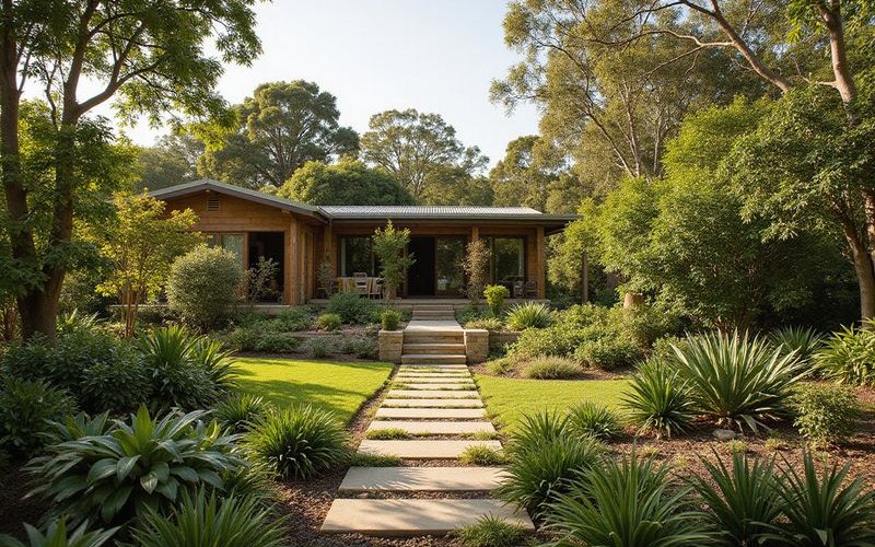 Native garden design showing layers of planting from trees to groundcovers
