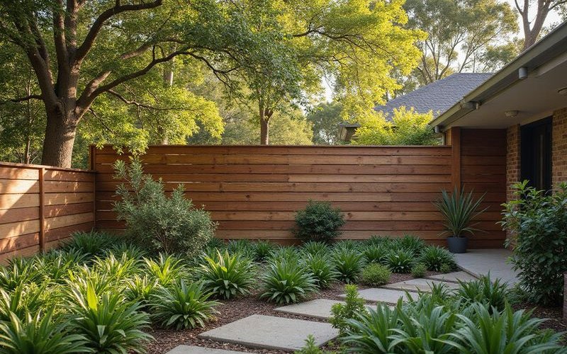Timber sleeper retaining wall in Melbourne bush garden setting with native planting