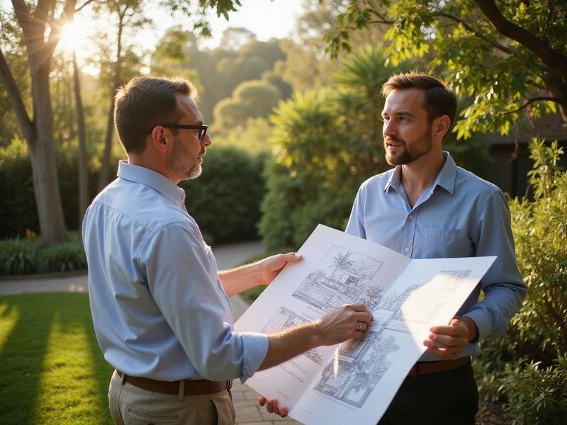 John French discussing garden design with clients